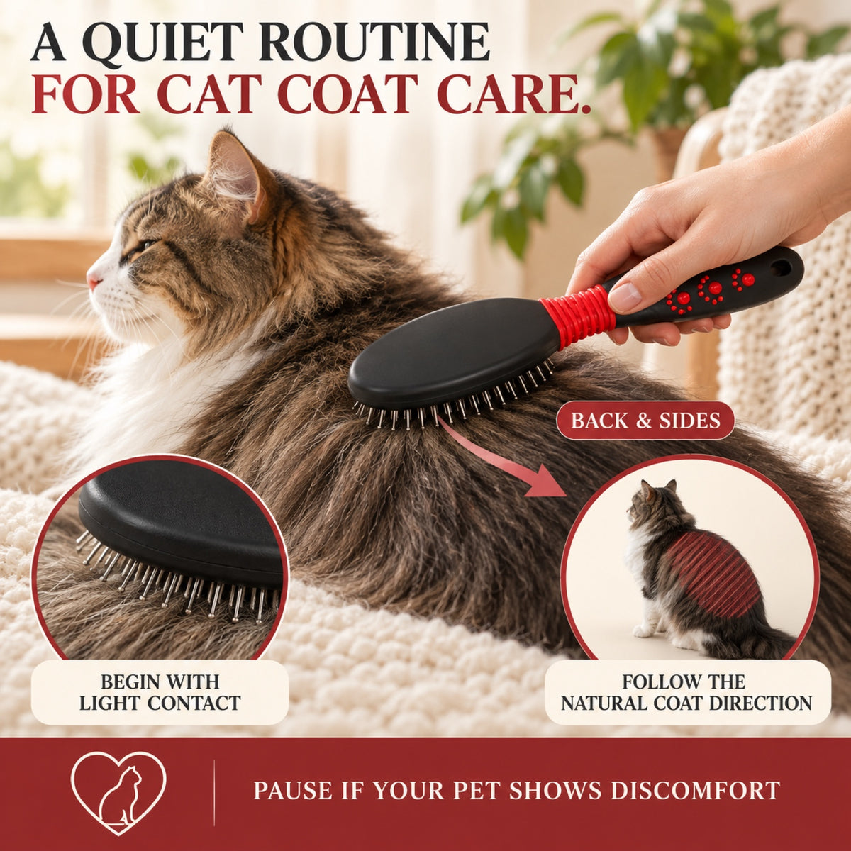 Cushion Pet Pin Brush with Red and Black Handle, By GAVPEPY image 5 - 4.jpg