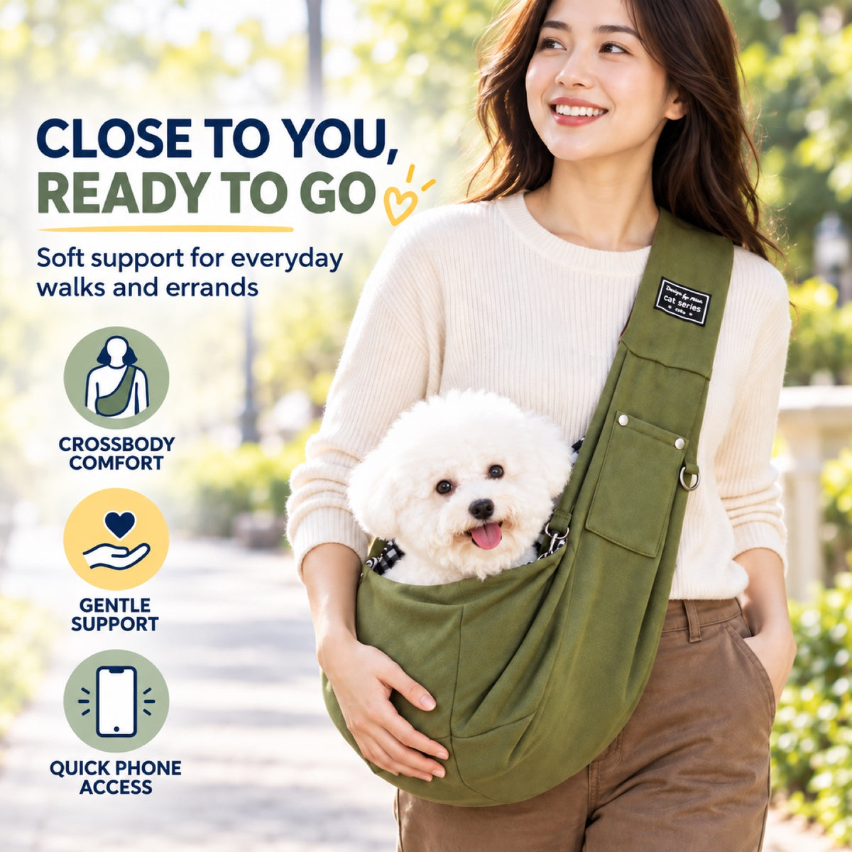 Foldable Pet Sling Carrier with Safety Clip, 13 Colors, By GAVPEPY image 5 - 4.jpg