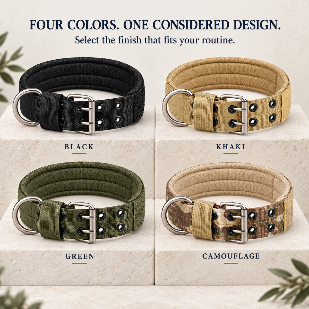 GAVPEPY Adjustable Tactical Dog Collar, Sizes M, L, XL, Black, Khaki, Green, Camouflage, for neighborhood walks, park visits and daily dog wear; an adjustable neckwear option for supervised walks and everyday outings image 5 - 4.jpg
