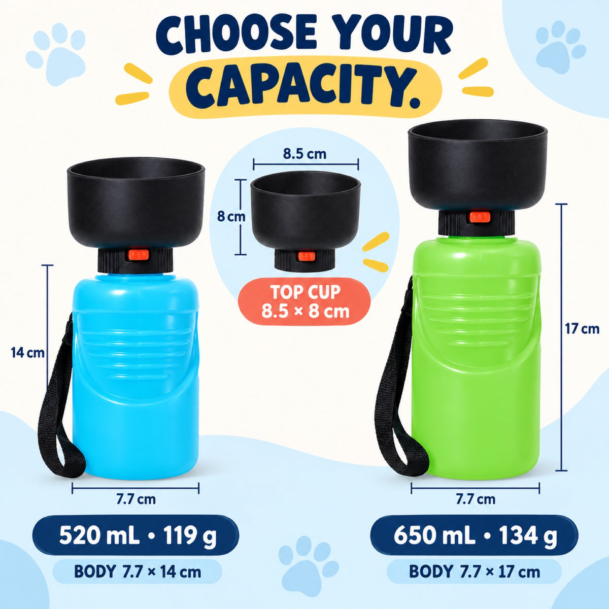 Squeeze-Flow Silicone Pet Water Bottle, 520 or 650 mL, By GAVPEPY image 5 - 4.jpg