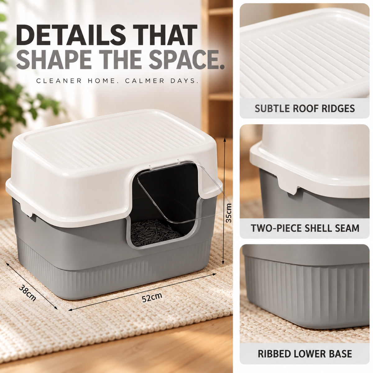 GAVPEPY Extra Large Enclosed Cat Litter Box, 2 Options image 5 - 4.jpg