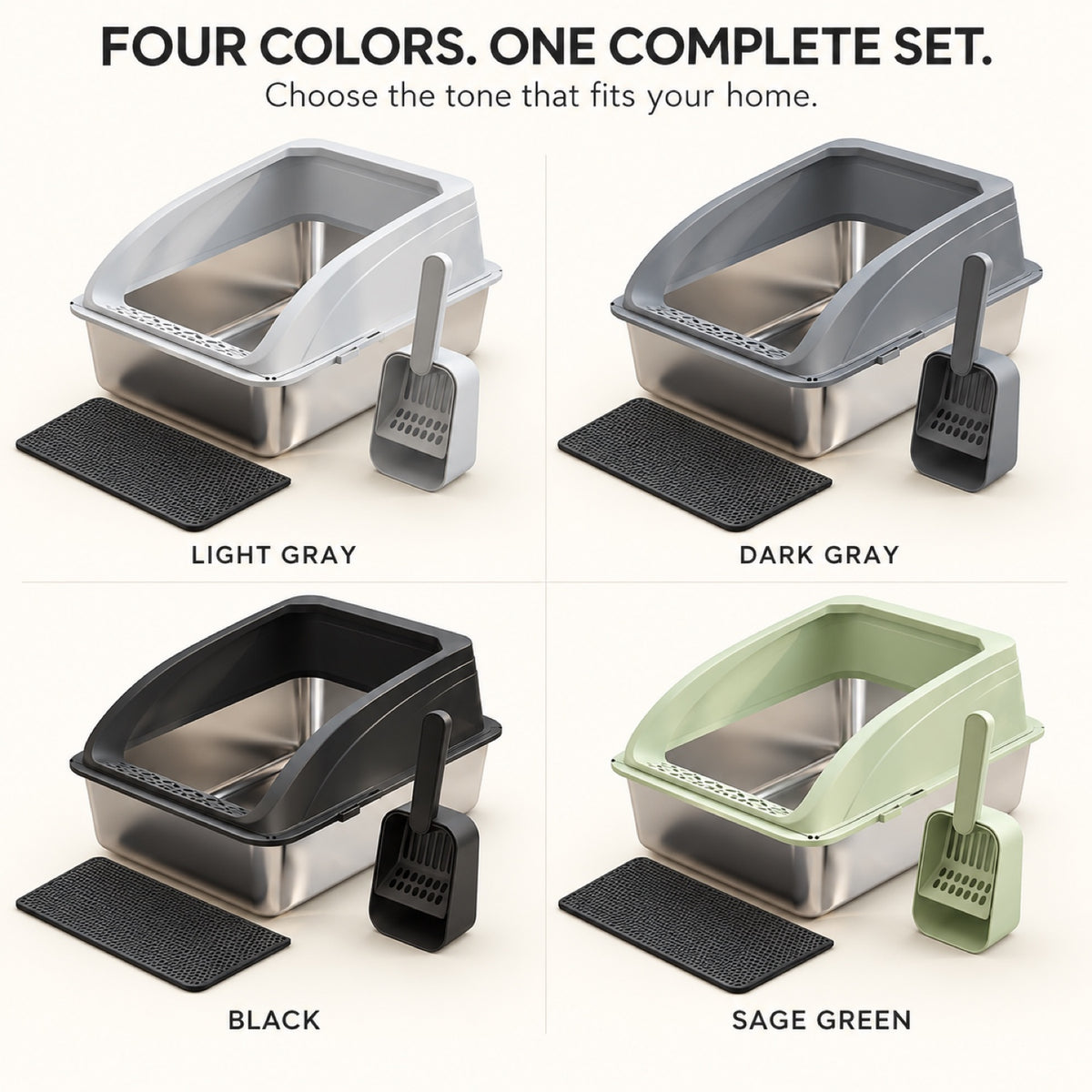 GAVPEPY Extra Large Stainless Steel High-Sided Cat Litter Box, 4 Options image 5 - 4.jpg