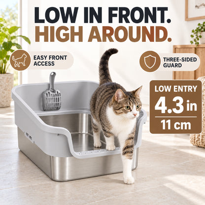 GAVPEPY Stainless Steel High-Sided Cat Litter Box, 18 Options image 5 - 4.jpg