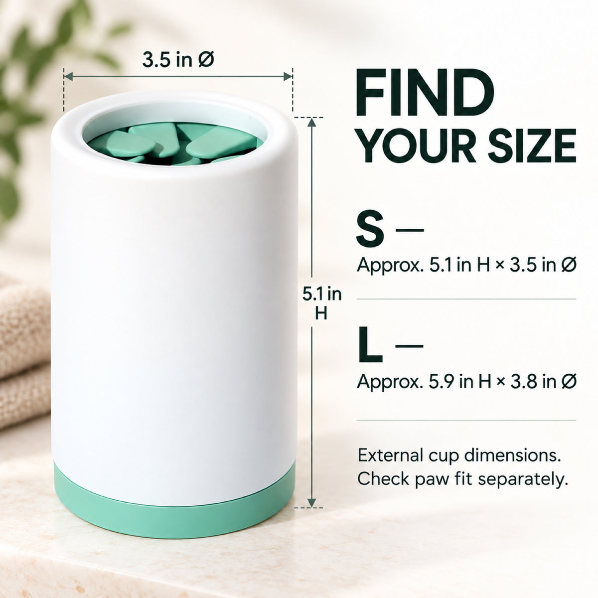 GAVPEPY Rubber Pet Paw Washer Cup, Sizes L, S, Pink, Gray, Green, for cleaning paws after outdoor walks; reusable cup with the selected color and size shown in the product photos; review the selected variant photo for details image 4 - 4.jpg