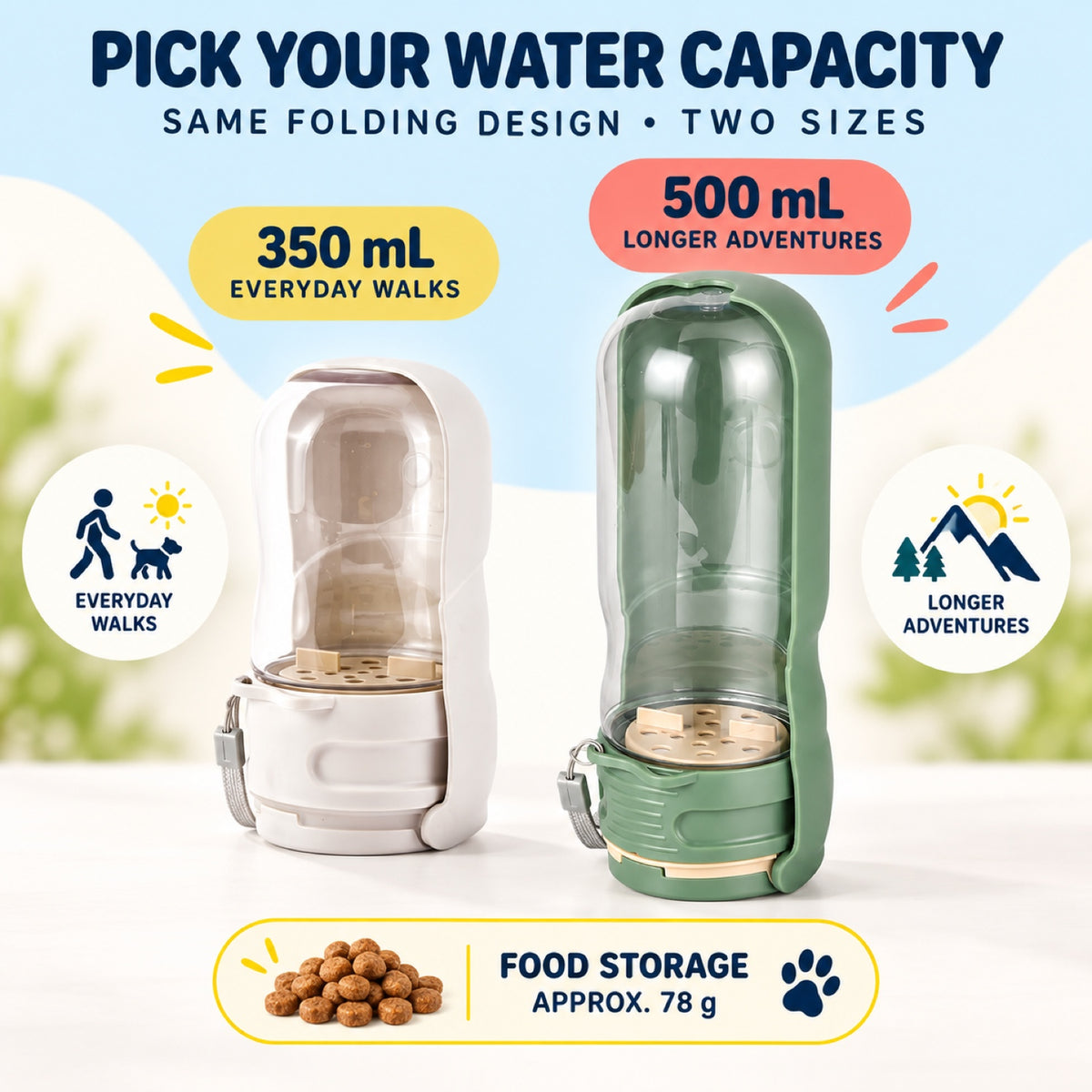 Foldable 2-in-1 Pet Water Bottle and Bowl, 350 or 500 mL, By GAVPEPY image 5 - 4.jpg