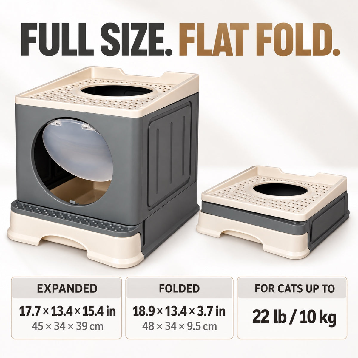 GAVPEPY Foldable Top-Entry Enclosed Cat Litter Box image 5 - 4.jpg