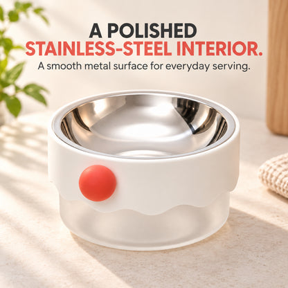 GAVPEPY Plastic Base Pet Bowl with Metal Insert, 18 x 18 x 9 cm, one pictured colorway, for Everyday Dog and Cat Meals or Water at Home, removable-looking round insert inside a wider outer base; a practical feeding setup for daily pet-care routines image 5 - 4.jpg