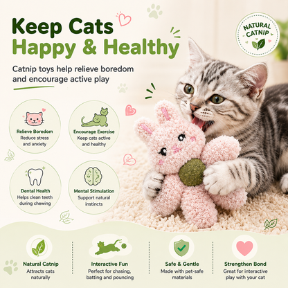 Plush Catnip Animal Cat Toy with Silvervine Ball image 4 - 4.png