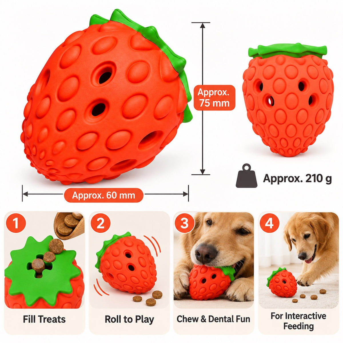 Rubber Treat Dispensing Dog Toy, 1 Style, By GAVPEPY image 5 - 4.jpg
