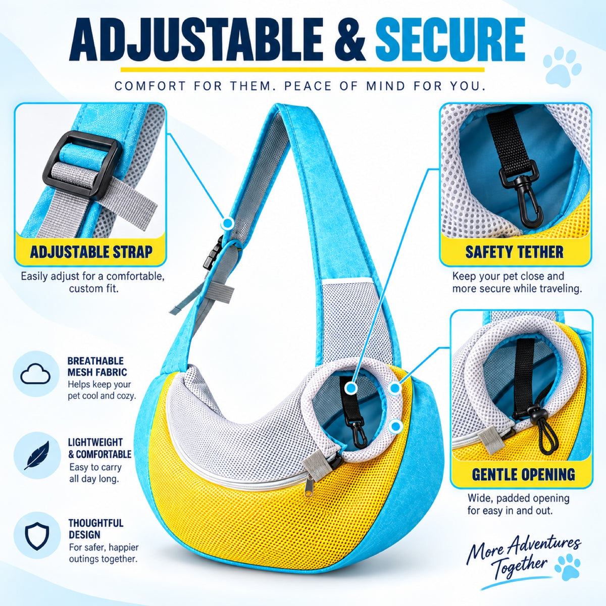 Mesh Pet Sling Carrier, 7 Colors and 2 Sizes, By GAVPEPY image 5 - 4.jpg