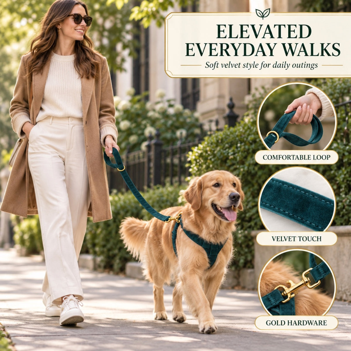 Velvet Dog Leash, 36 Colors and 5 Sizes, By GAVPEPY image 5 - 4.jpg