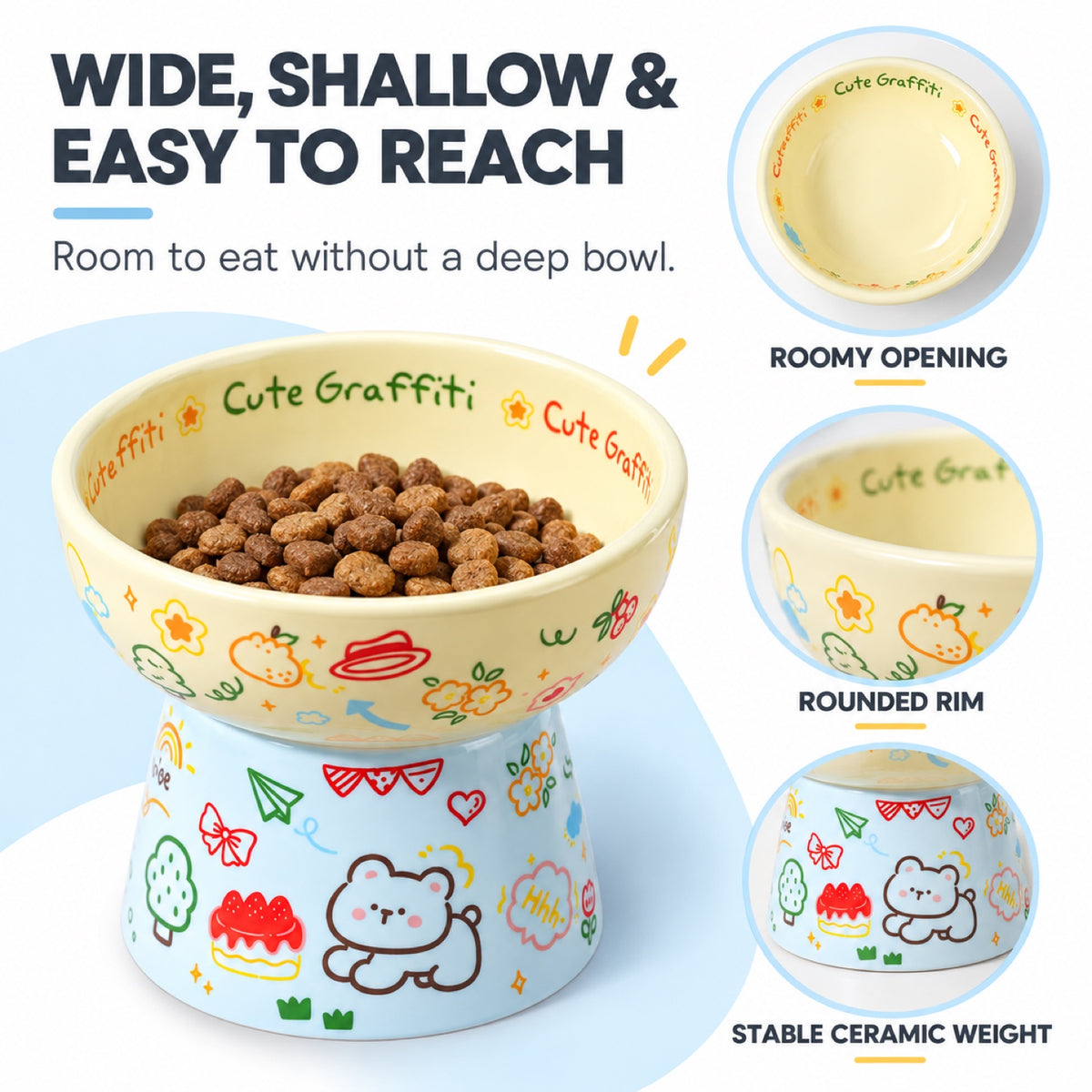 Graffiti Ceramic Pet Bowl, 6 Color Options, By GAVPEPY image 5 - 4.jpg
