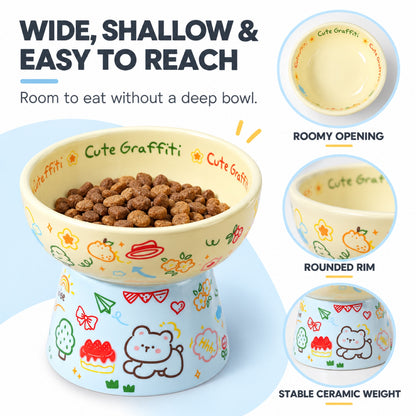 Graffiti Ceramic Pet Bowl, 6 Color Options, By GAVPEPY image 5 - 4.jpg
