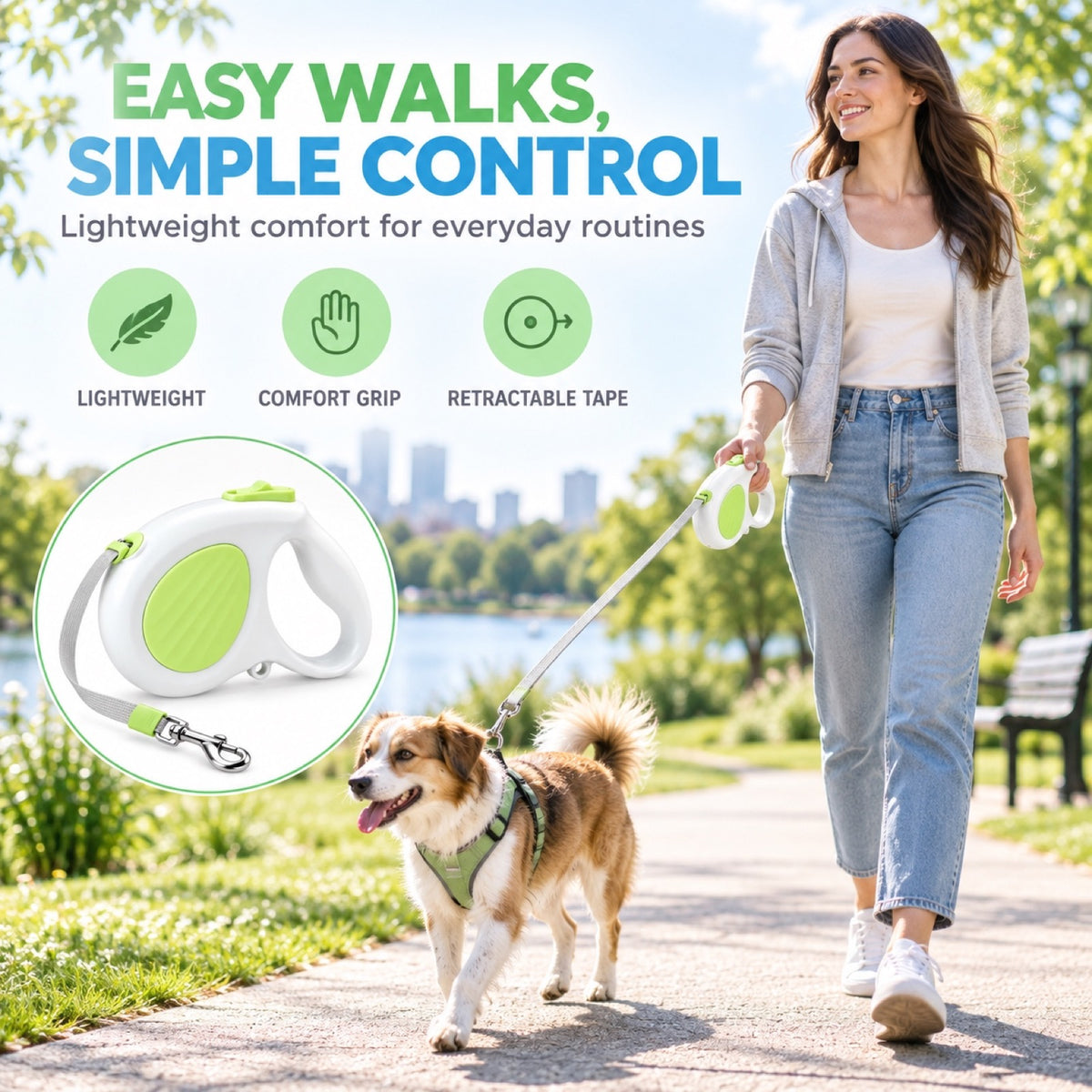 Basic Retractable Dog Leash, 3 Colors and 2 Lengths, By GAVPEPY image 5 - 4.jpg