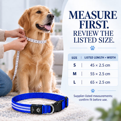 GAVPEPY Nylon Dual-Fiber LED Dog Collar, Sizes S, M, L, Red, Blue, Green, for neighborhood walks, park visits and daily dog wear; an adjustable neckwear option for supervised walks and everyday outings image 5 - 4.jpg