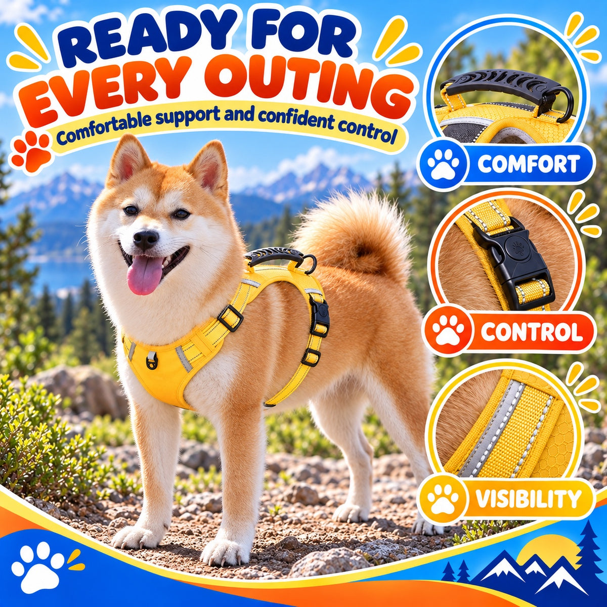 Adjustable Dog Harness Vest, 3 Colors and 5 Sizes, By GAVPEPY image 5 - 4.jpg
