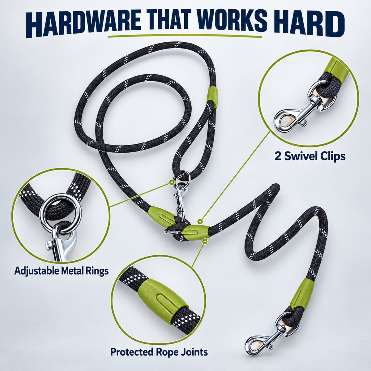 Reflective Hands-Free Running Dog Leash, 9 Colors and 2 Widths, By GAVPEPY image 5 - 4.jpg