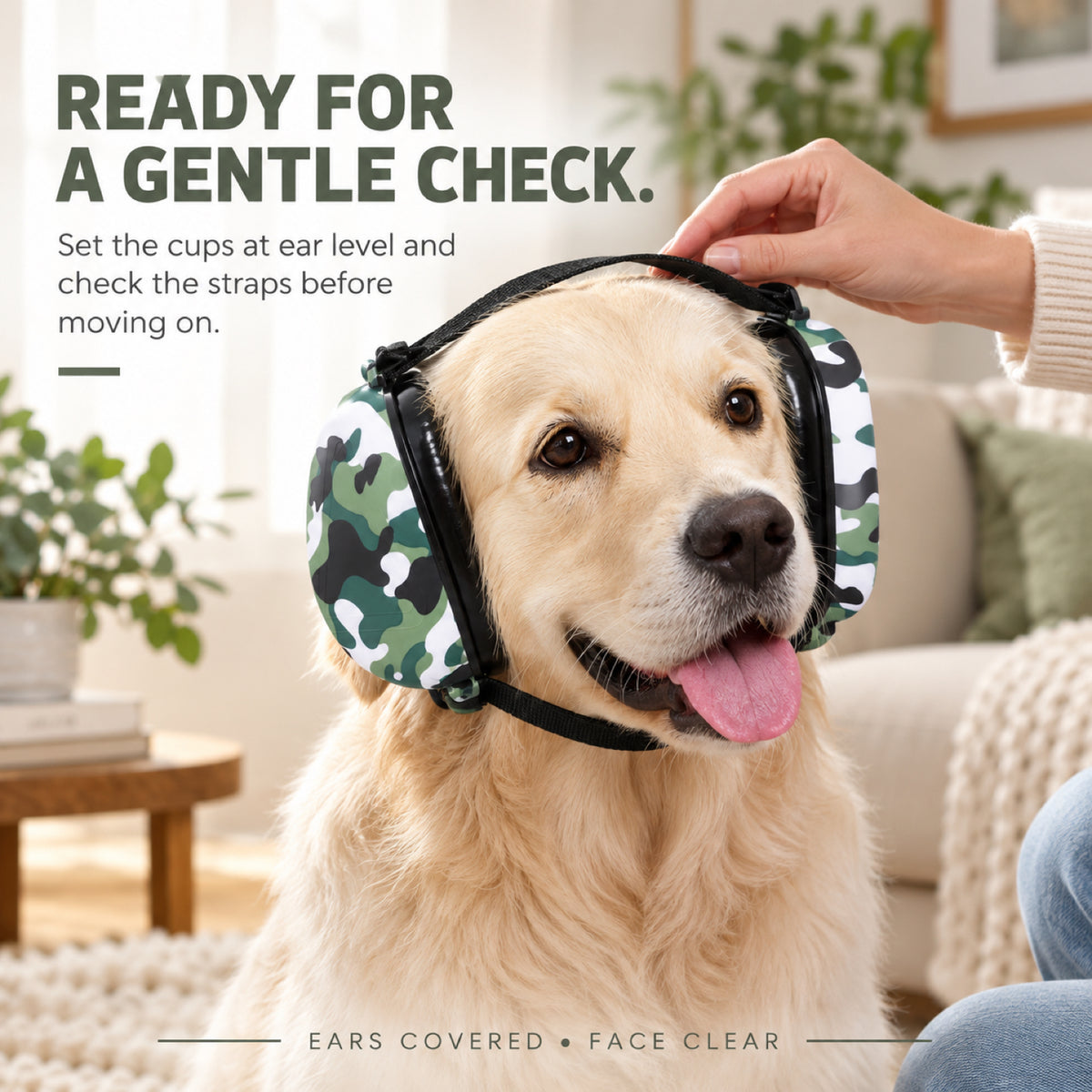 GAVPEPY ABS-Shell Triangular Dog Ear Muffs, Black or Camouflage exterior choices, for covering canine ears during loud surroundings and supervised outings, grooming appointments, outdoor events, travel and home celebrations image 5 - 4.jpg