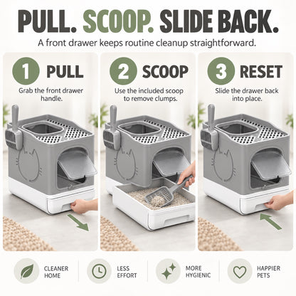 GAVPEPY Top-Entry Drawer Enclosed Cat Litter Box, 2 Options image 5 - 4.jpg