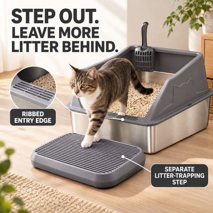 GAVPEPY Stainless Steel High-Sided Cat Litter Box, 56 Options image 5 - 4.jpg