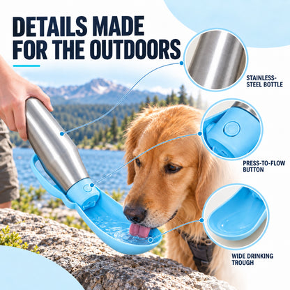 Stainless Steel Travel Dog Water Bottle, 750 mL, 7 Colors, By GAVPEPY image 5 - 4.jpg