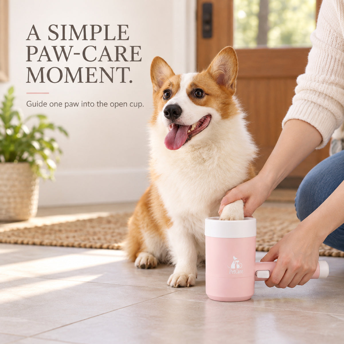 GAVPEPY ABS plastic Handled Paw Washer Cup, Sizes , White / Pink, Red White, after rainy walks, park visits and everyday outdoor trips; a reusable cup design for rinsing paws after walks and outdoor play image 4 - 4.jpg