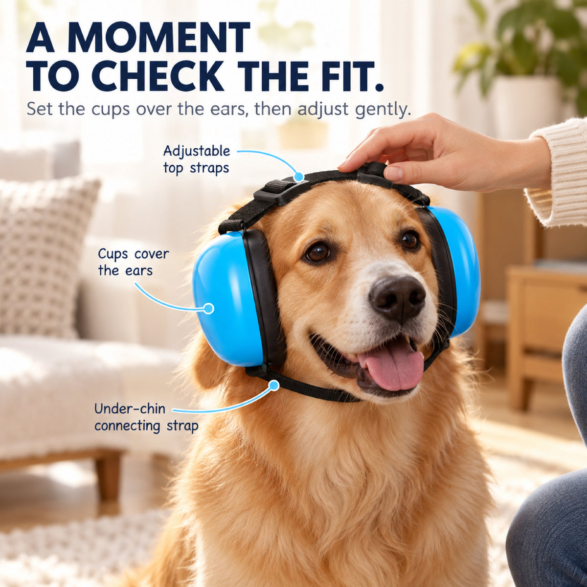 GAVPEPY ABS-Shell Blue Dog Ear Muffs with Adjustable Straps, the single Blue L configuration shown in the variant image, for covering the ears during noisy dog-care and outdoor routines, grooming, travel and outdoor routines image 5 - 4.jpg