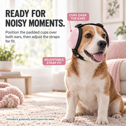 GAVPEPY ABS-Shell Adjustable Dog Ear Muffs, selected S, M and L sizes in Pink, Blue, Orange, Black, Red, Purple, White or Green, for covering canine ears during supervised noisy routines, home, travel, grooming and outdoor events image 5 - 4.jpg