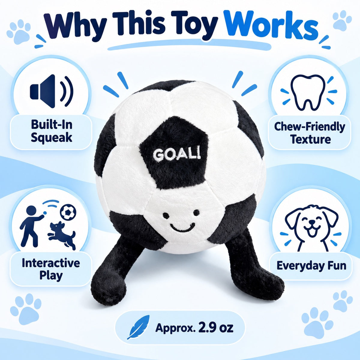 Plush Fabric Squeaky Soccer Dog Toy, 1 Style, By GAVPEPY image 6 - 5.jpg
