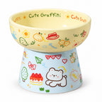 GAVPEPY Graffiti Ceramic Pet Bowl, 6 Color Options for Everyday Feeding, Water Service and Organized Pet Care, 6 Color Options, for Home Kitchens, Feeding Stations and Travel Setups, Practical Construction Supports Everyday Pet Care