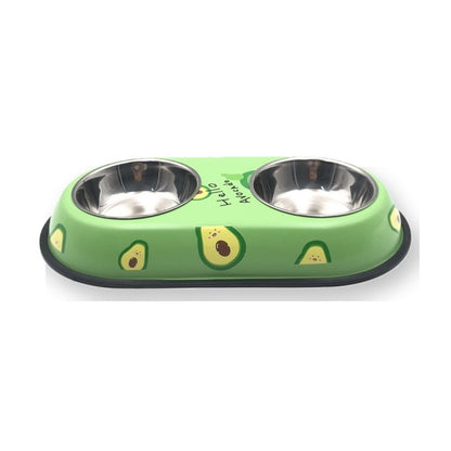 Avocado-Print Double Pet Bowl, 2 Sizes, By GAVPEPY image 9 - 5746801390748.jpg