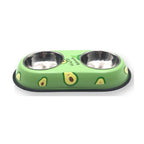 GAVPEPY Stainless Steel Avocado-Print Double Pet Bowl, 2 Sizes for Everyday Feeding, Water Service and Organized Pet Care, Multiple Size Options, for Home Kitchens, Feeding Stations and Travel Setups, Foldable Design Supports Compact Storage