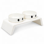 GAVPEPY ABS Plastic Big-Eyes Double Pet Bowl for Everyday Feeding, Water Service and Organized Pet Care, Colors White and Black, for Home Kitchens, Feeding Stations and Travel Setups, Foldable Design Supports Compact Storage