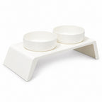GAVPEPY ABS Plastic Solid-Color Double Pet Bowl for Everyday Feeding, Water Service and Organized Pet Care, Colors White and Black, for Home Kitchens, Feeding Stations and Travel Setups, Foldable Design Supports Compact Storage