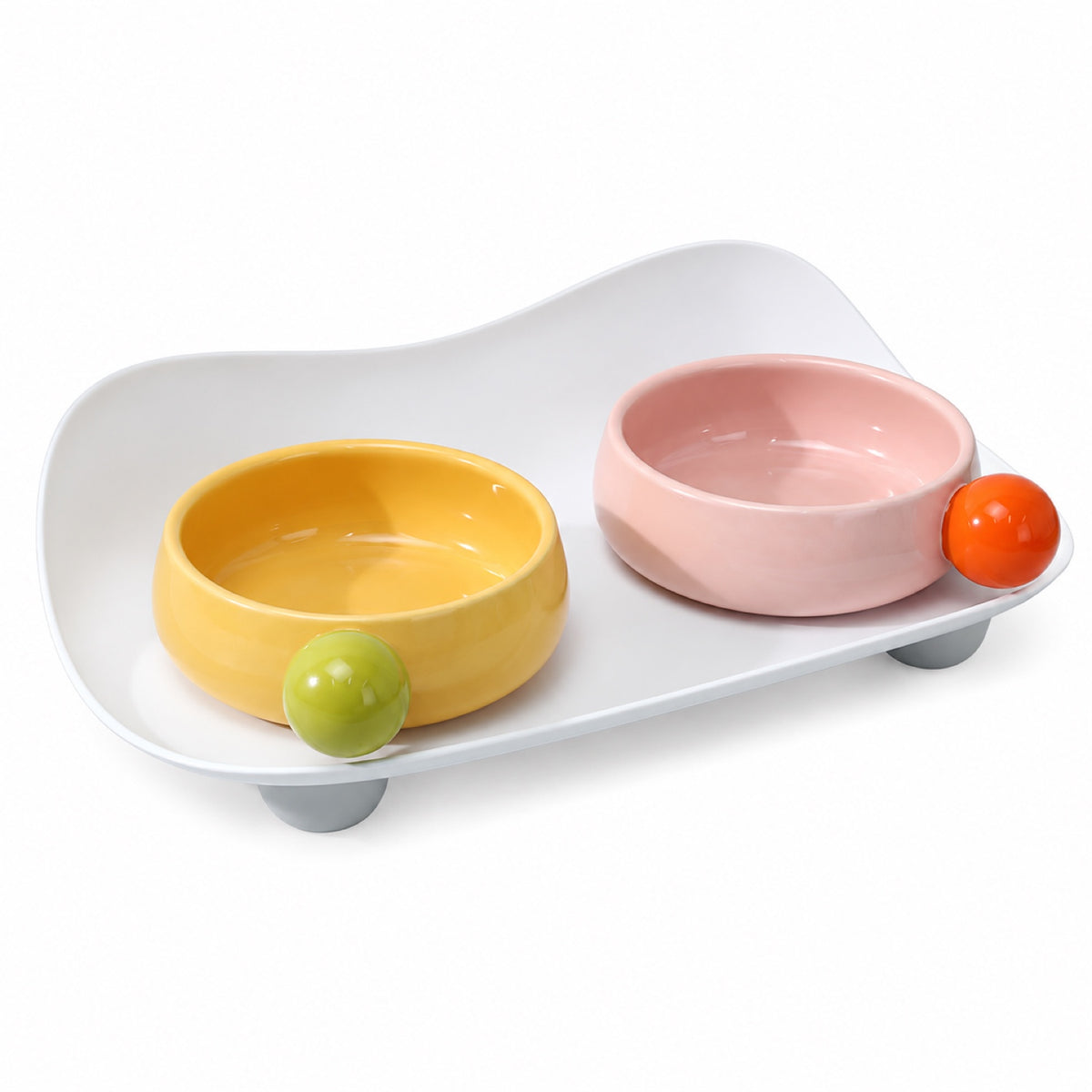 Candy-Color Ceramic Double Pet Bowl Set, 3 Colors, 37 cm, By GAVPEPY image 9 - 5806678420486.jpg