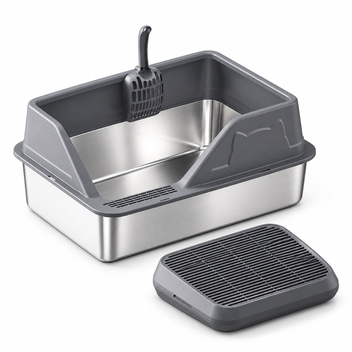 GAVPEPY Stainless Steel High-Sided Cat Litter Box, 56 Options image 49 - 5946631396833.jpg