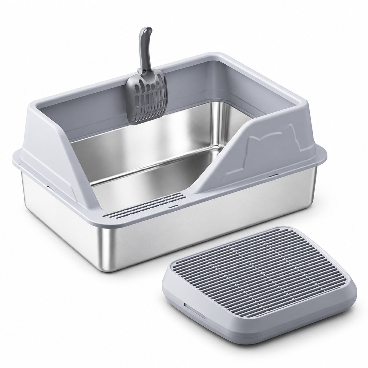GAVPEPY Stainless Steel High-Sided Cat Litter Box, 56 Options image 53 - 5946631396836.jpg