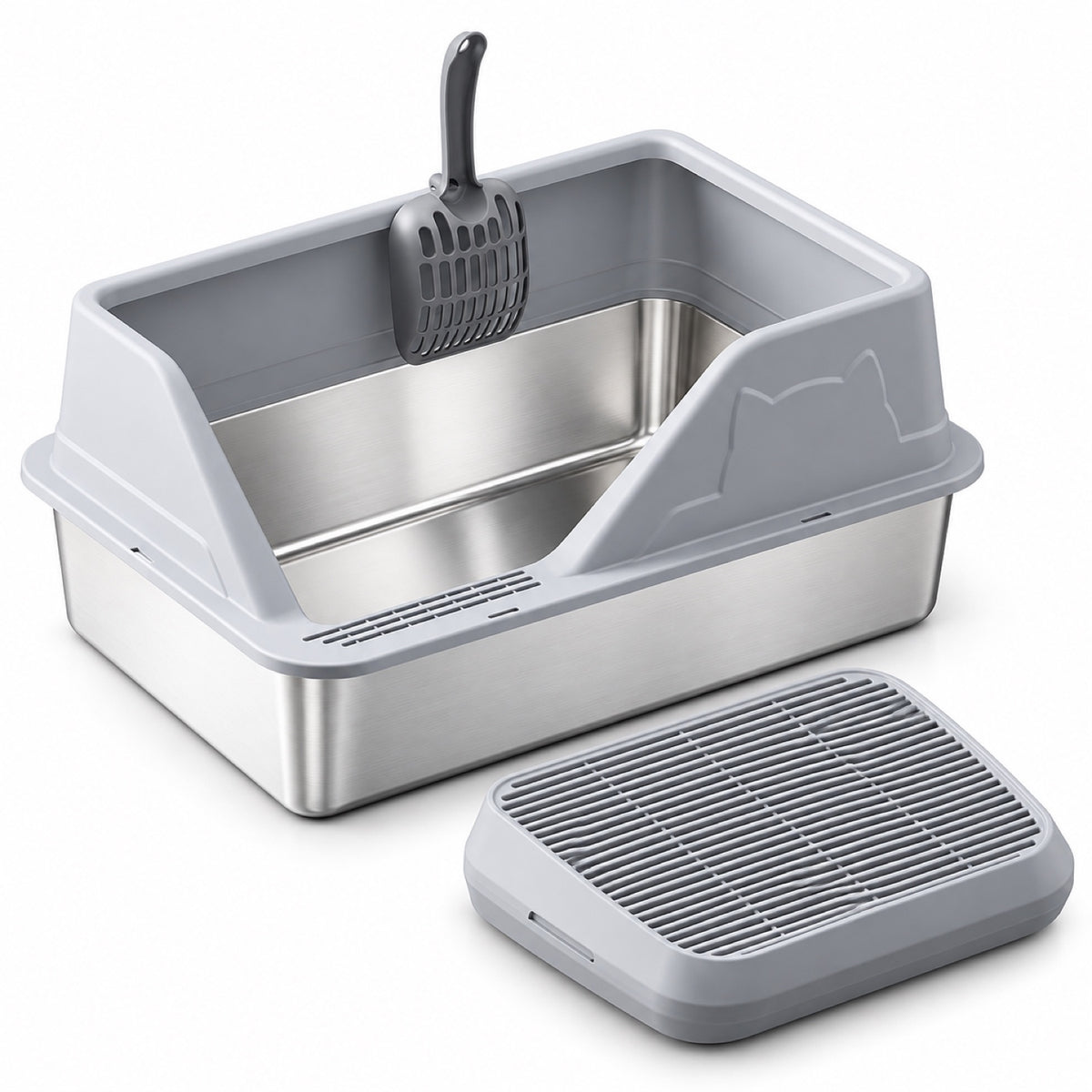 GAVPEPY Stainless Steel High-Sided Cat Litter Box, 56 Options image 9 - 5946631396838.jpg
