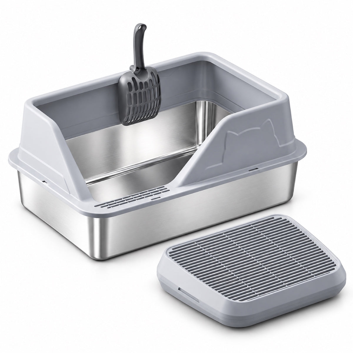 GAVPEPY Stainless Steel High-Sided Cat Litter Box, 56 Options image 41 - 5946631396839.jpg
