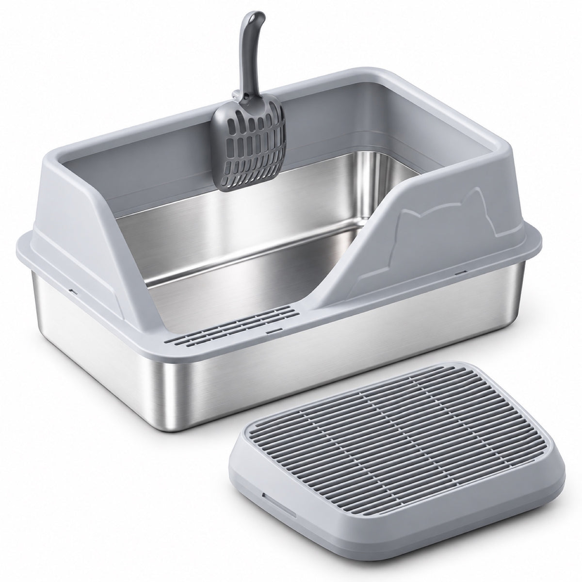 GAVPEPY Stainless Steel High-Sided Cat Litter Box, 56 Options image 8 - 5946631396840.jpg