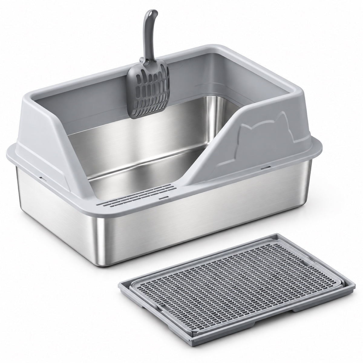 GAVPEPY Stainless Steel High-Sided Cat Litter Box, 56 Options image 44 - 5946631396851.jpg