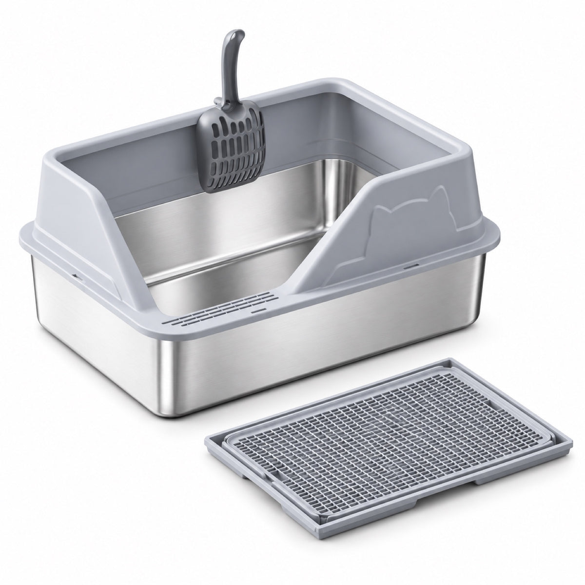 GAVPEPY Stainless Steel High-Sided Cat Litter Box, 56 Options image 56 - 5946631396854.jpg