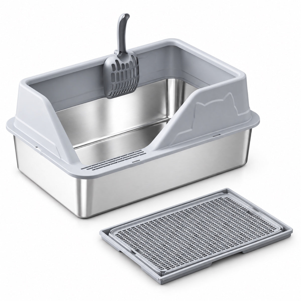 GAVPEPY Stainless Steel High-Sided Cat Litter Box, 56 Options image 52 - 5946631396855.jpg