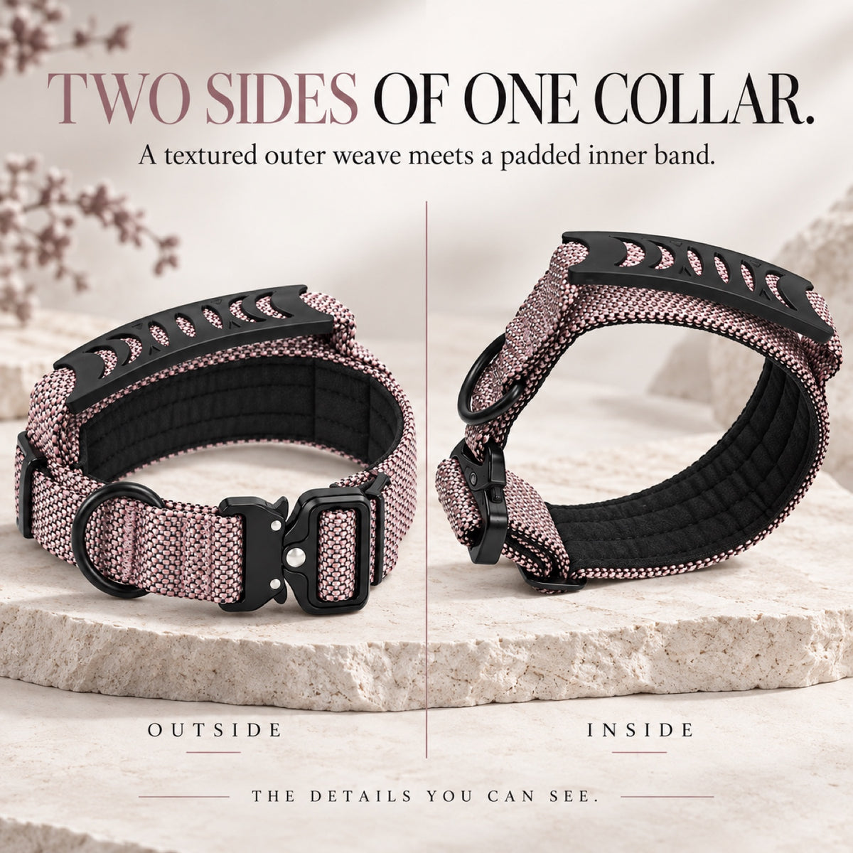 GAVPEPY Nylon Reflective Padded Dog Collar, Sizes S, M, L, Mauve, for daily dog walks and outdoor wear; adjustable neckwear with the selected finish and fit shown in the product photos; review the selected variant photo for details image 6 - 5.jpg