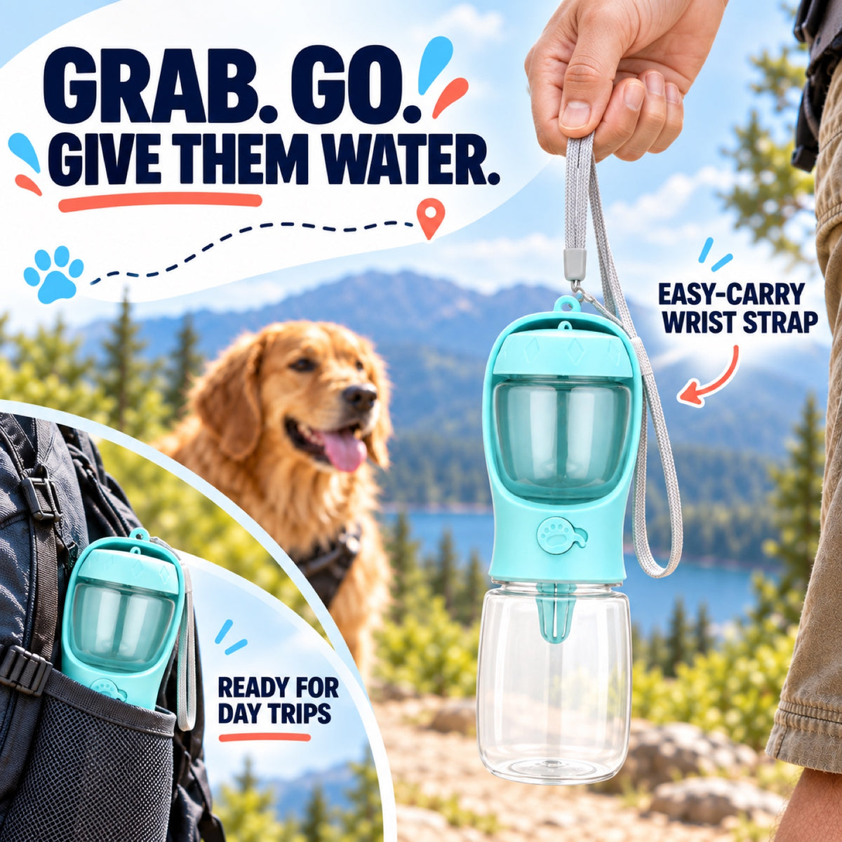 Portable Pet Water Bottle, 350 or 550 mL, 3 Colors, By GAVPEPY image 6 - 5.jpg