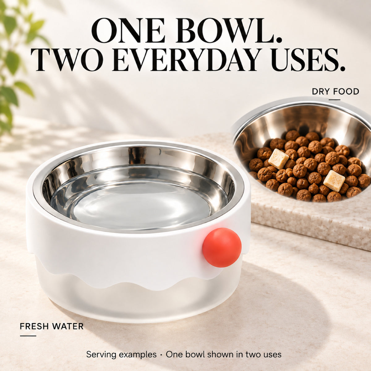 GAVPEPY Plastic Base Pet Bowl with Metal Insert, 18 x 18 x 9 cm, one pictured colorway, for Everyday Dog and Cat Meals or Water at Home, removable-looking round insert inside a wider outer base; a practical feeding setup for daily pet-care routines image 6 - 5.jpg