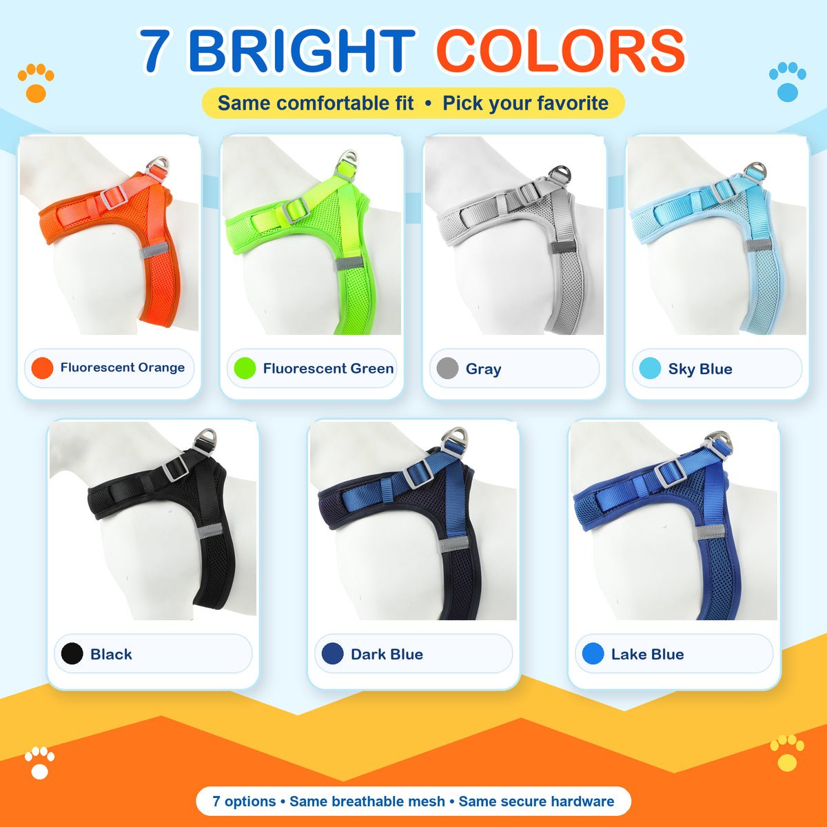 Breathable Mesh Dog Harness, 7 Colors and 4 Sizes, By GAVPEPY image 6 - 5.jpg