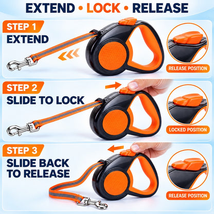 Reflective Retractable Dog Leash, 2 Colors and 3 Lengths, By GAVPEPY image 6 - 5.jpg
