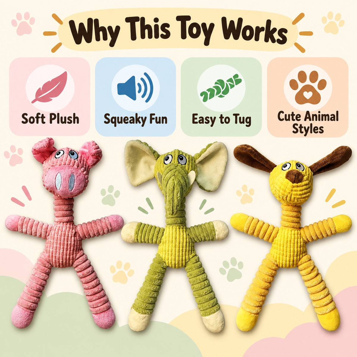 Plush Fabric Plush Squeaky Dog Toy, 3 Styles, By GAVPEPY image 6 - 5.jpg