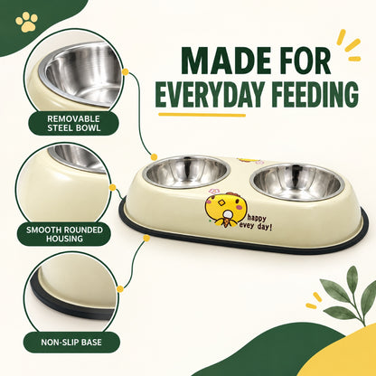 Chicken-Print Double Pet Bowl, 2 Sizes, By GAVPEPY image 6 - 5.jpg